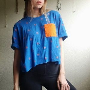 Blue and orange Adidas Crop Top